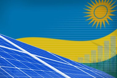 Ruanda güneş enerjisi dijital grafik konsepti - çevresel enerji endüstriyel illüstrasyon. 3B Görüntü