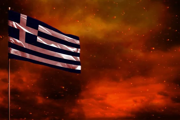 Knipperende Griekenland Vlag Mockup Met Lege Ruimte Voor Gegevens Karmozijnrode — Stockfoto