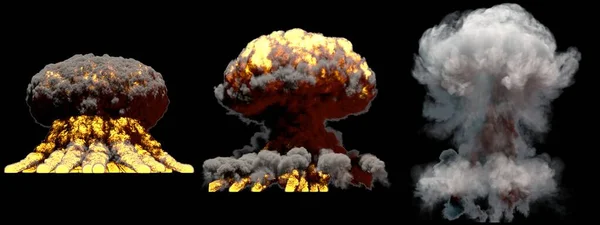 Énormes Différentes Phases Incendie Champignon Explosion Nuage Bombe Hydrogène Avec — Photo
