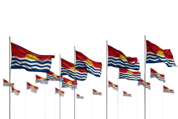 Belas Bandeiras Isoladas Kiribati Colocados Linha Com Bokeh Lugar Para — Fotografia de Stock