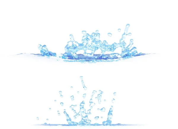 Seitenansichten Von Hübschen Wasserspritzern Illustration Mockup Isoliert Auf Weiß Für — Stockfoto