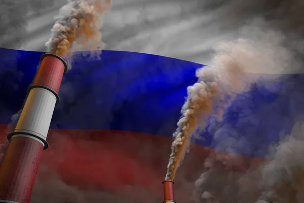 Концепция Борьбы Загрязнением Окружающей Среды России Две Большие Промышленные Трубы — стоковое фото