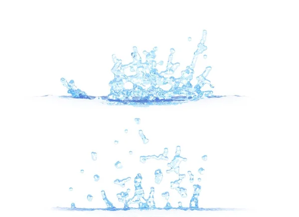 Dwa Boczne Widoki Pięknej Wody Splash Ilustracja Makieta Izolowana Białym — Zdjęcie stockowe