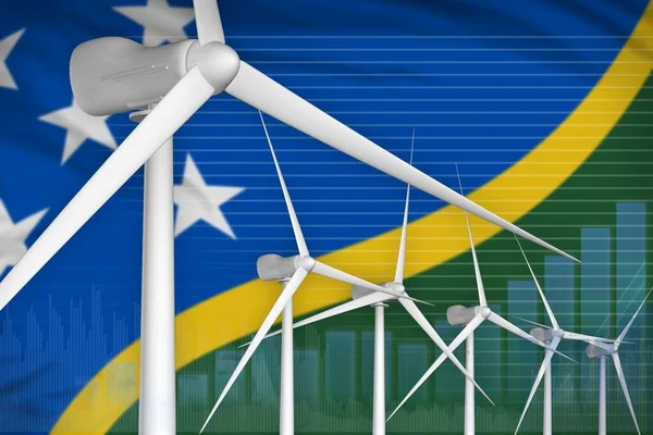 Solomon Islands wind energy power digital graph concept  - alternative energy industrial illustration. 3D Illustration