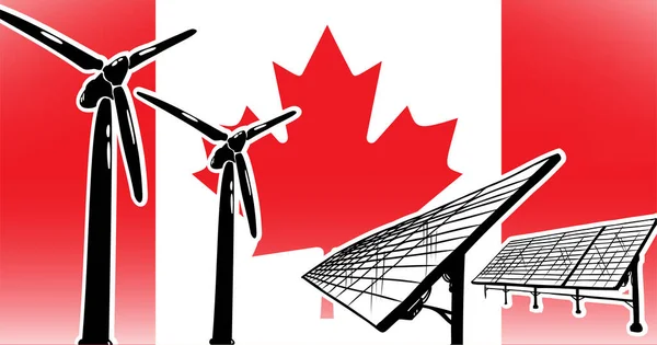 Concepto Vector Energía Alternativa Para Turbinas Eólicas Paneles Solares Canadá — Vector de stock