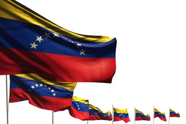 Sevimli Birçok Venezuela Bayrakları Beyazın Üzerine Konulmuş Çapraz Izole Edilmiş — Stok fotoğraf