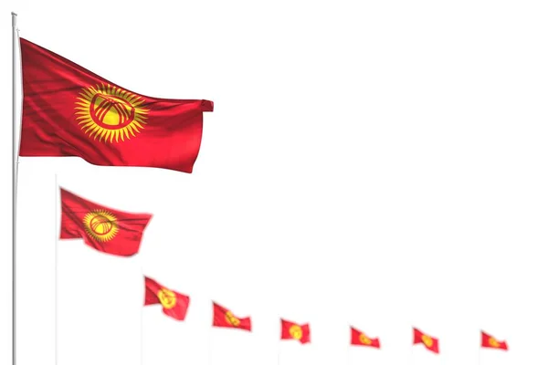 Bonito Kirguistán Banderas Aisladas Colocadas Diagonal Imagen Con Enfoque Selectivo — Foto de Stock