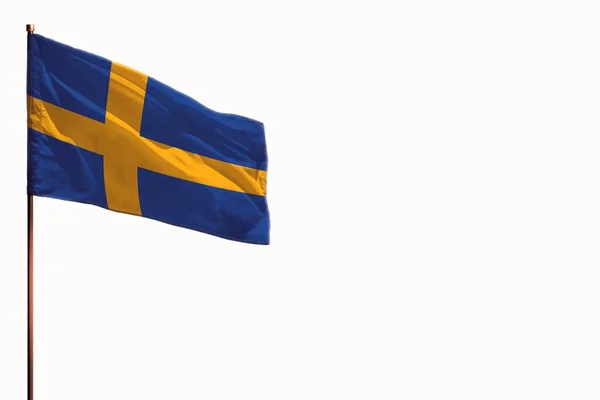 Knipperende Zweedse Vlag Geïsoleerd Mockup Met Plaats Voor Tekst Witte — Stockfoto