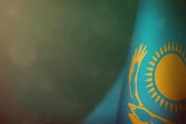 Kazakhstan Hanging Flag Honour Veterans Day Memorial Day Teal Sea — Stock Photo, Image