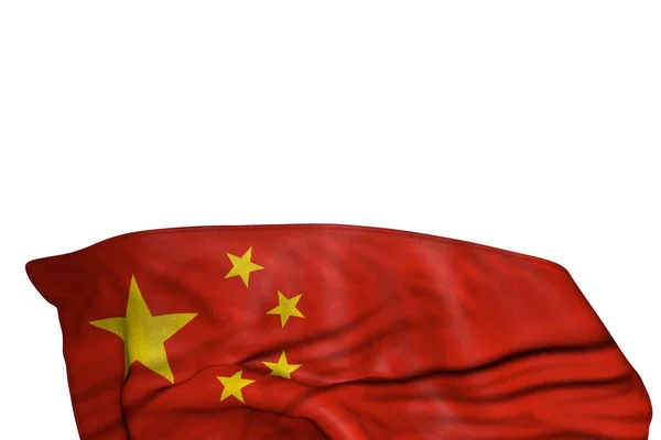 Cute China Flag Big Folds Lying Flat Bottom Isolated White — Stock Photo, Image