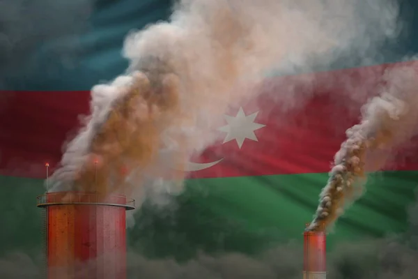 Global Uppvärmning Koncept Tät Rök Från Industriella Skorstenar Azerbajdzjan Flagga — Stockfoto