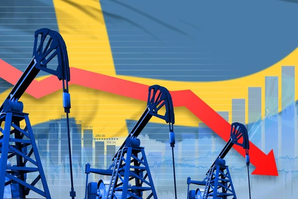 Sveç Petrol Endüstrisi Konsepti Endüstriyel Illüstrasyon Sveç Bayrağı Arka Planında — Stok fotoğraf