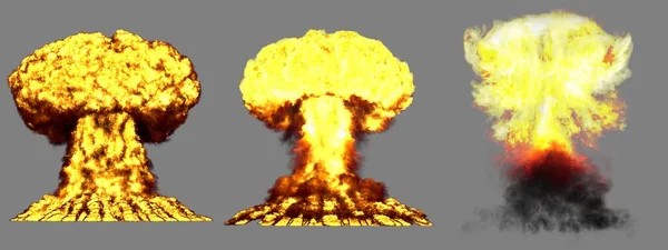 Огромных Высокодетализированных Различных Фазы Взрыва Грибных Облаков Ядерной Бомбы Дымом — стоковое фото