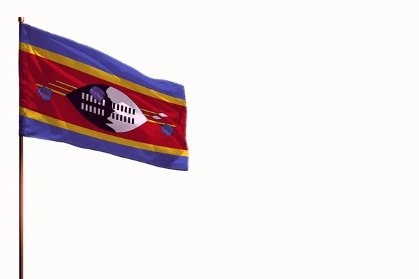 Fluttering Swaziland Flag Isolated Mockup Place Your Text White Background — Stock Photo, Image