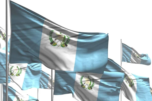 Dość Wiele Flagi Gwatemali Fale Izolowane Białym Każda Okazja Flaga — Zdjęcie stockowe