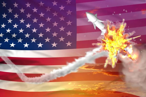 Usa Elfogott Szuperszonikus Rakéta Modern Rakéta Elpusztítja Ellenséges Rakéta Koncepció — Stock Fotó