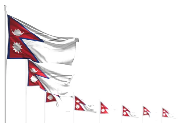 Nice Nepal Isolated Flags Placed Diagonal Image Soft Focus Place — Stock Photo, Image