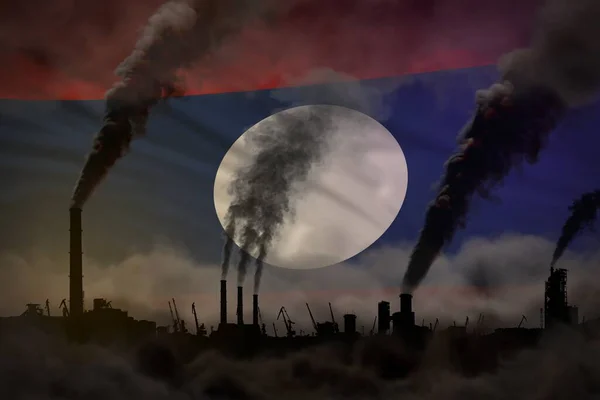 Global Warming Concept Dichte Rook Van Industriële Schoorstenen Lao People — Stockfoto