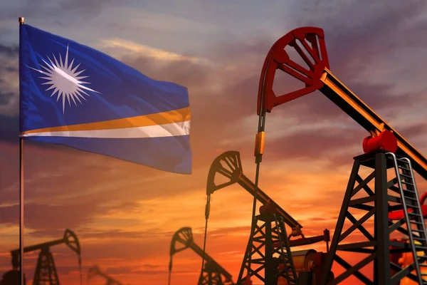Концепция Нефтяной Промышленности Маршалловых Островов Промышленная Иллюстрация Флаг Маршалловых Островов — стоковое фото
