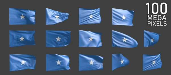 Varios Renderizados Realistas Bandera Somalia Aislados Sobre Fondo Gris Ilustración —  Fotos de Stock