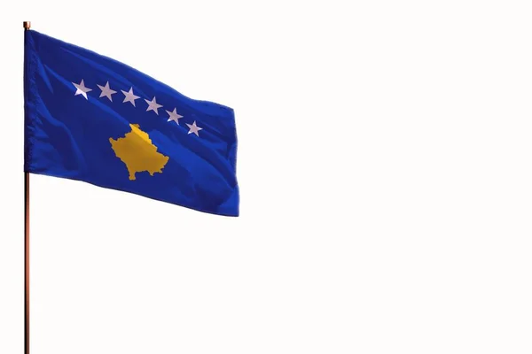 Fladdrande Kosovo Flagga Isolerad Mockup Med Plats För Din Text — Stockfoto