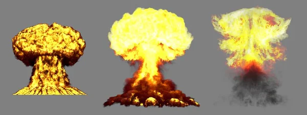 Больших Высокодетализированных Различных Фазы Взрыва Грибных Облаков Ядерной Бомбы Дымом — стоковое фото