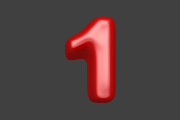 Rote Weichplastik Schrift Nummer Isoliert Auf Grauem Hintergrund Darstellung Von — Stockfoto