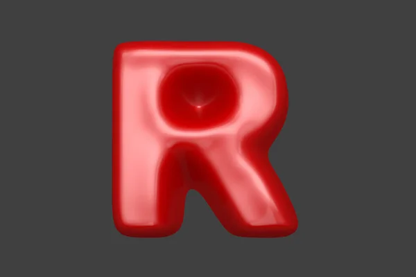 Rotes Plastikalphabet Buchstabe Isoliert Auf Grauem Hintergrund Darstellung Von Symbolen — Stockfoto