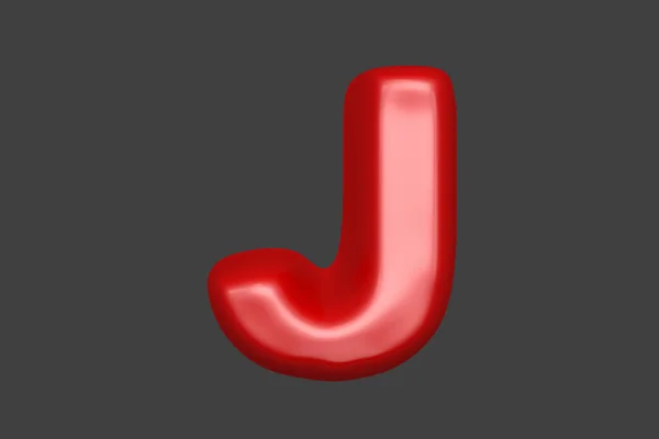 Kırmızı Yumuşak Plastik Alfabe Harfi Gri Arkaplanda Izole Edilmiş Sembollerin — Stok fotoğraf
