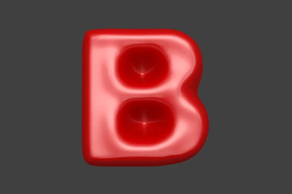 Alfabeto Plastico Rosso Lettera Isolata Sfondo Grigio Illustrazione Dei Simboli — Foto Stock