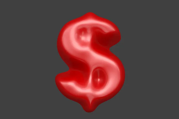 Alfabeto Plastico Rosso Dollaro Simbolo Del Peso Isolato Sfondo Grigio — Foto Stock