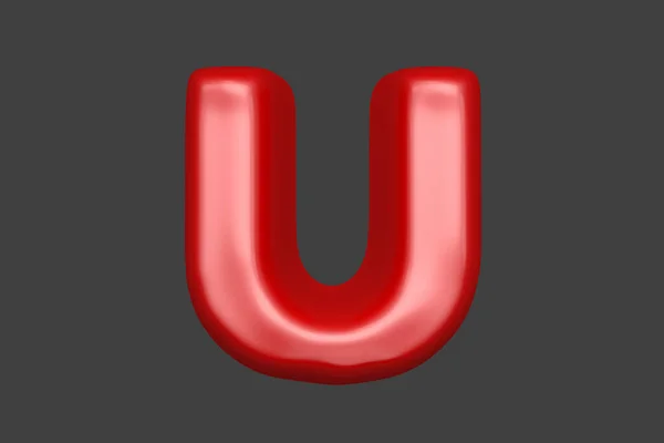 Piros Puha Műanyag Betűtípus Betű Elszigetelt Szürke Háttér Szimbólumok Illusztrációja — Stock Fotó
