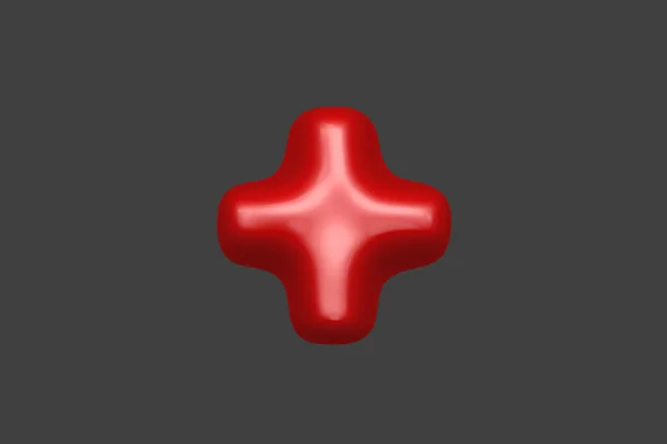 Piros Puha Műanyag Betűtípus Plusz Elszigetelt Szürke Háttér Szimbólumok Illusztrációja — Stock Fotó