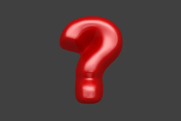 Röd Mjuk Plast Teckensnitt Frågetecken Isolerad Grå Bakgrund Illustration Symboler — Stockfoto