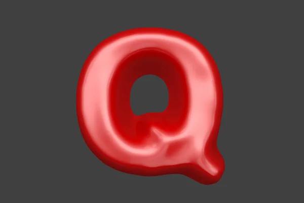 Red Soft Plastic Alphabet Letter Isolated Grey Background Illustration Symbols — Stock Photo, Image