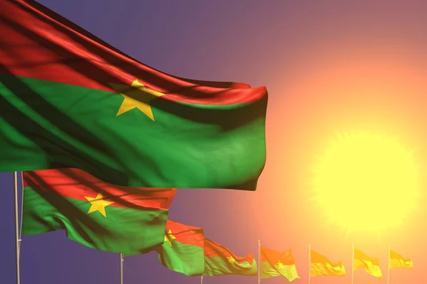 Elég Sok Burkina Faso Zászlók Elhelyezett Átlós Naplemente Hely Szöveg — Stock Fotó