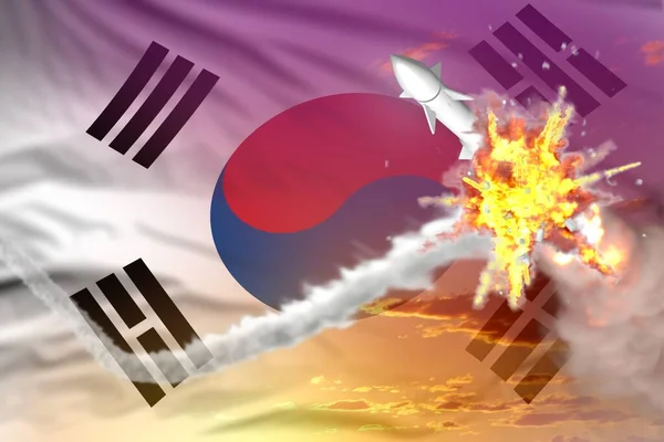 Republika Korei Korea Południowa Przechwycone Rakiety Balistyczne Nowoczesne Rakiety Niszczy — Zdjęcie stockowe