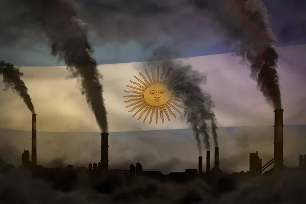 Contaminación Oscura Lucha Contra Cambio Climático Ilustración Industrial Chimeneas Plantas — Foto de Stock