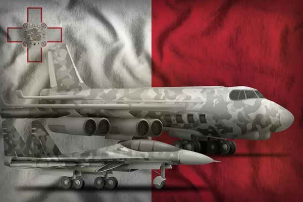 Letectvo Šedou Kamufláží Pozadí Vlajky Malty Maltský Koncept Letectva Ilustrace — Stock fotografie