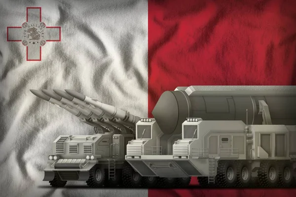 Fuerzas Cohetes Fondo Bandera Malta Malta Rocket Forces Concept Ilustración — Foto de Stock