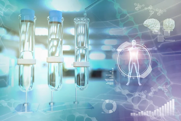 Laboratoriumreageerbuizen Moderne Biocollectie Drinkwaterkwaliteitstest Voor Bacteriën Ontwerp Achtergrond Medische Illustratie — Stockfoto