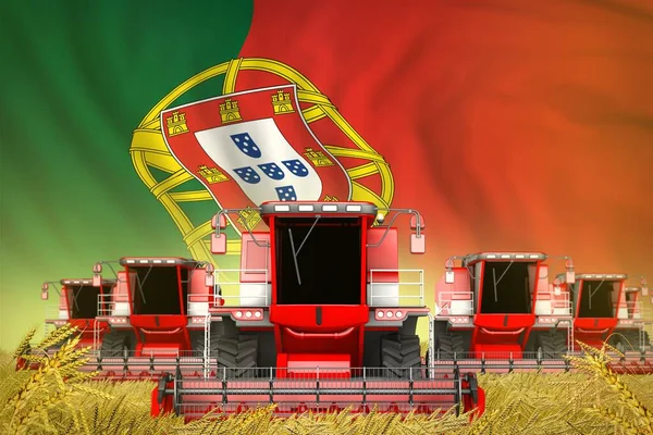Деякі Червоне Господарство Єднують Жниварів Сільській Місцевості Краєвидом Португальського Прапора — стокове фото