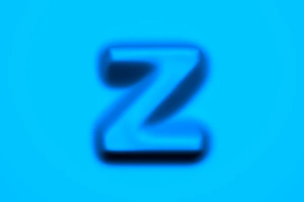 青い柔らかいワックスまたはプラスチック製のアルファベット 文字Zはライトブルーの背景に隔離され シンボルの3Dイラスト — ストック写真