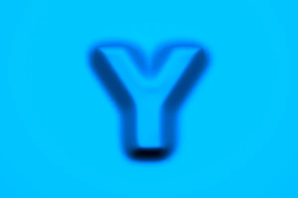 蓝色蜡或塑料字体 在浅蓝色背景上隔离的字母Y 符号的三维插图 — 图库照片