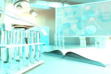 Modern bilim üniversitesi kliniğinde laboratuvar kanıtları - magnezyum için içme suyu kalitesi testi, tıbbi 3D illüstrasyon