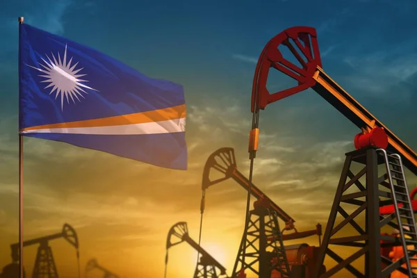 Концепция Нефтяной Промышленности Маршалловых Островов Промышленная Иллюстрация Развевающийся Флаг Маршалловых — стоковое фото