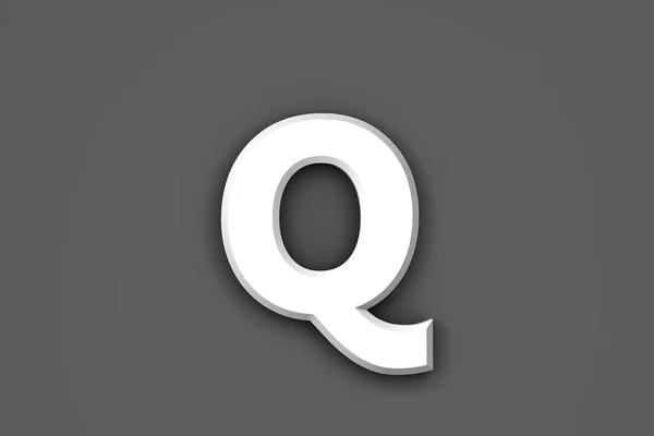 ホワイトペーパースタイルのプレーンフォント 手紙Qグレーの背景に隔離され シンボルの3Dイラスト — ストック写真