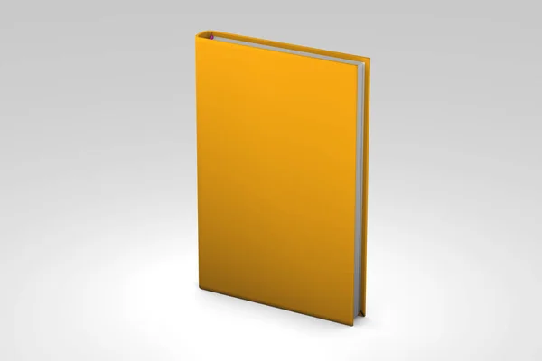オブジェクトの3Dイラスト 閉じた非常に詳細なオレンジの本 グレーの背景に隔離された知識の日の概念強調 — ストック写真