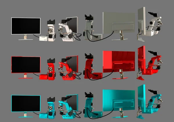 Hoge Resolutie Professionele Microscoop Scherm Cpu Blok Geïsoleerd Realistische Medische — Stockfoto