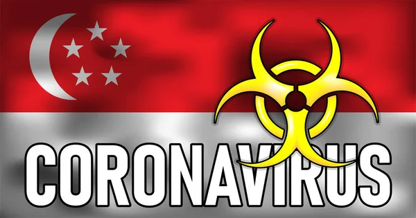 Coronavirus Fight Singapore Vector Conceptual Medical Industry Illustration Biohazard Sign — 스톡 벡터